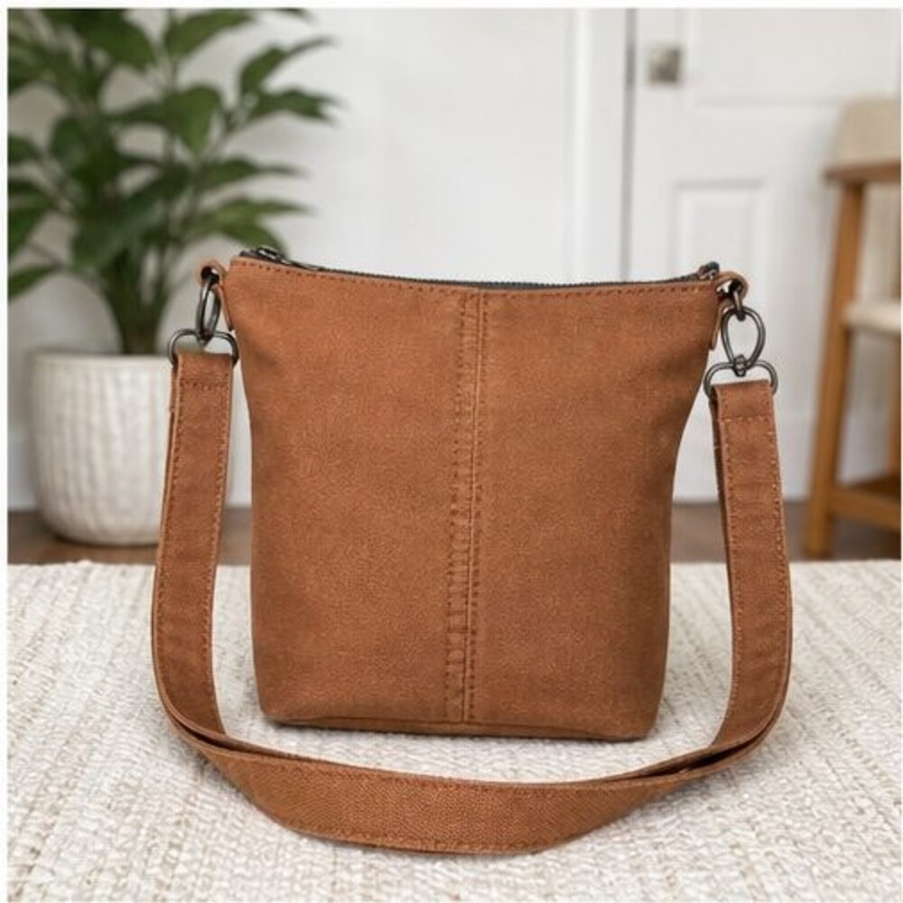 Cognac Canvas Crossbody Bag